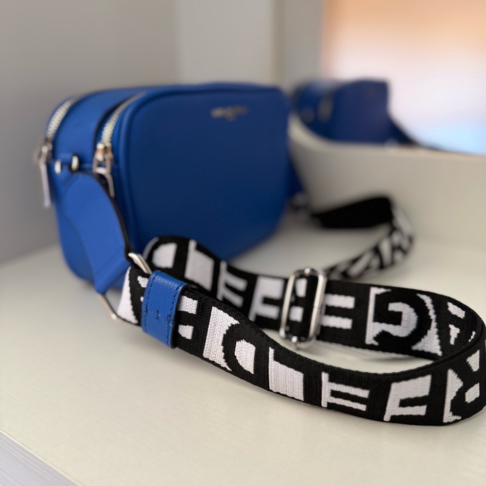 Karl Lagerfeld Paris Maybelle Crossbody - Cobalt Blue - Logo Strap - Picture 12 of 12